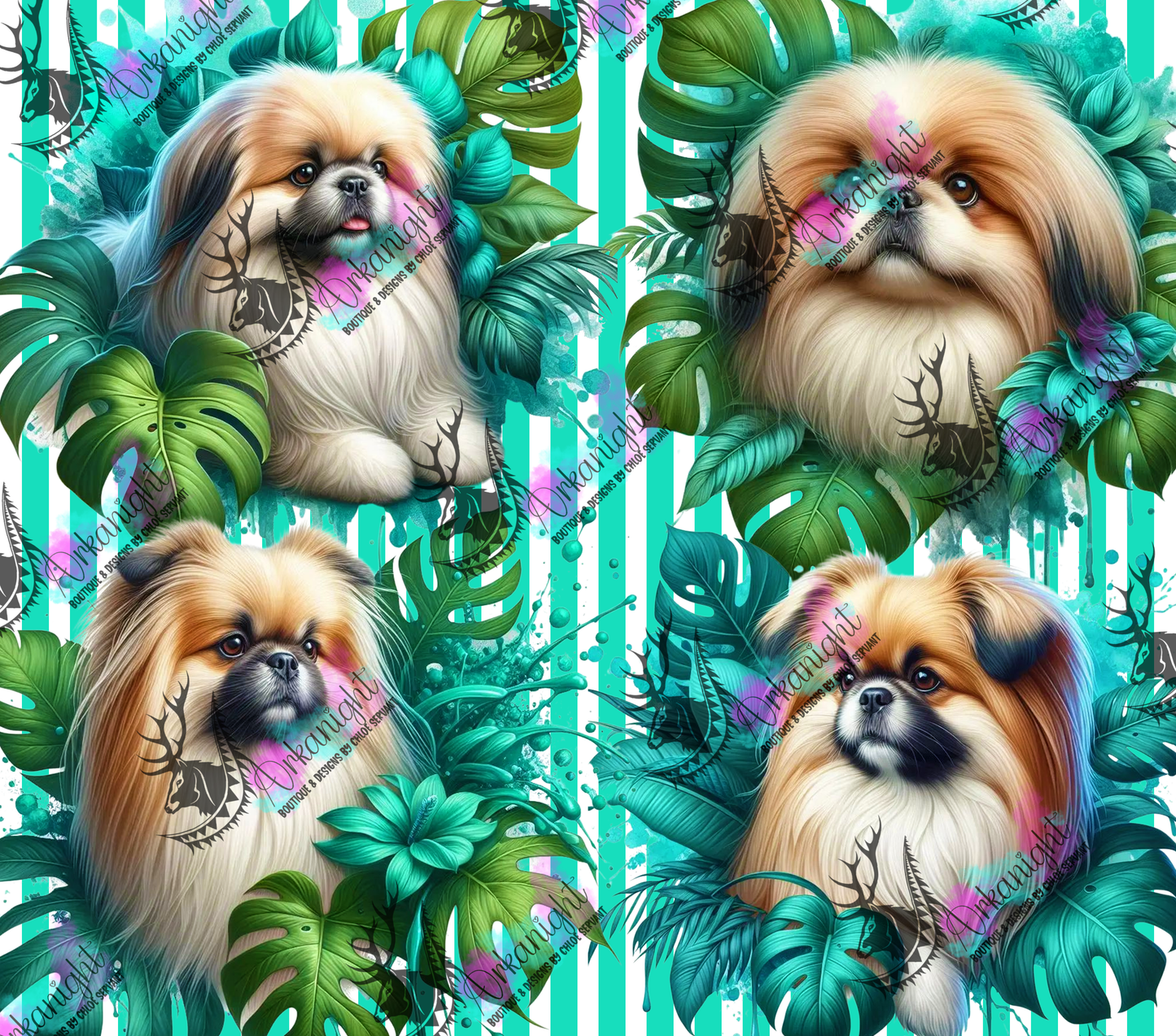 Numérique - Collection Monstera & Chien - Pékinois