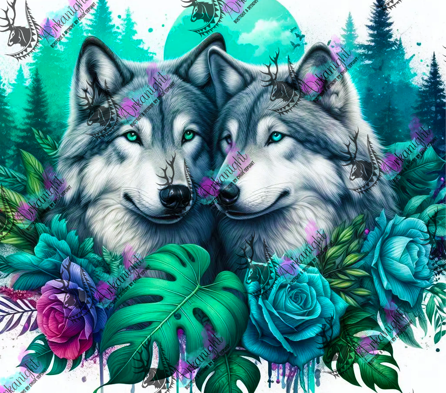 Numérique - Collection Monstera & Animals - Wolves in love