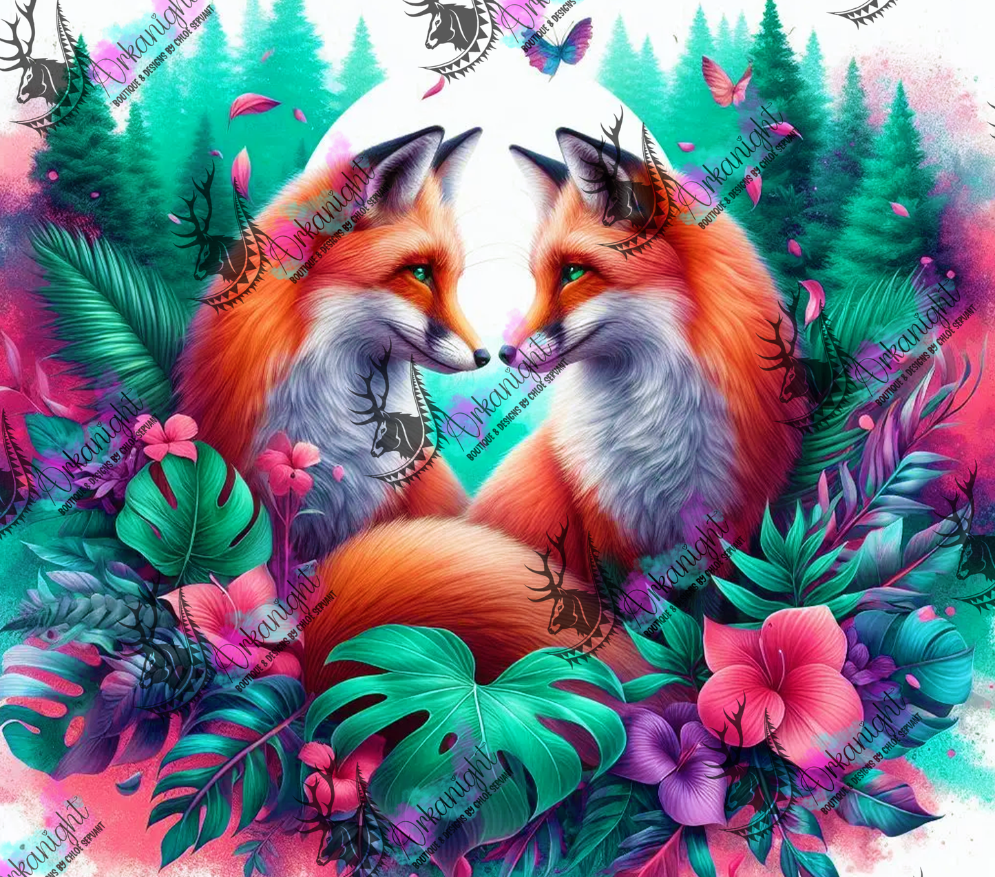 Numérique - Collection Monstera & Animals - Fox in love - 01