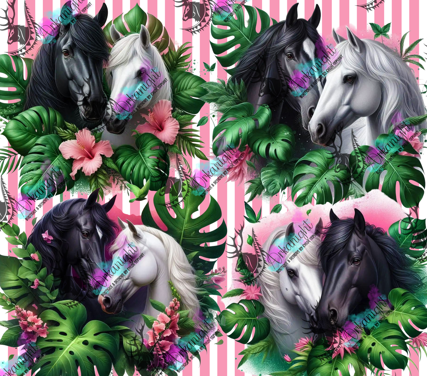 Numérique - Collection Monstera & Animals - Horses in love