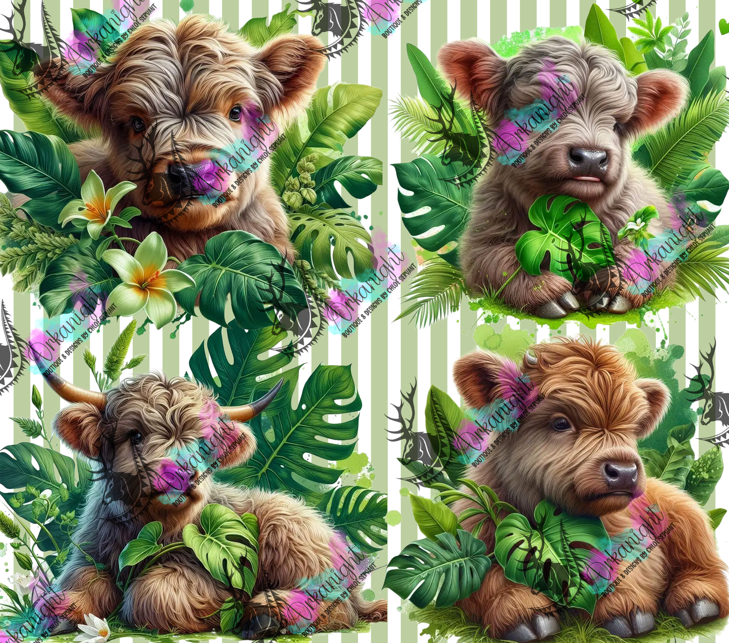 Numérique - Collection Monstera & Animals - Tan Highland Cow
