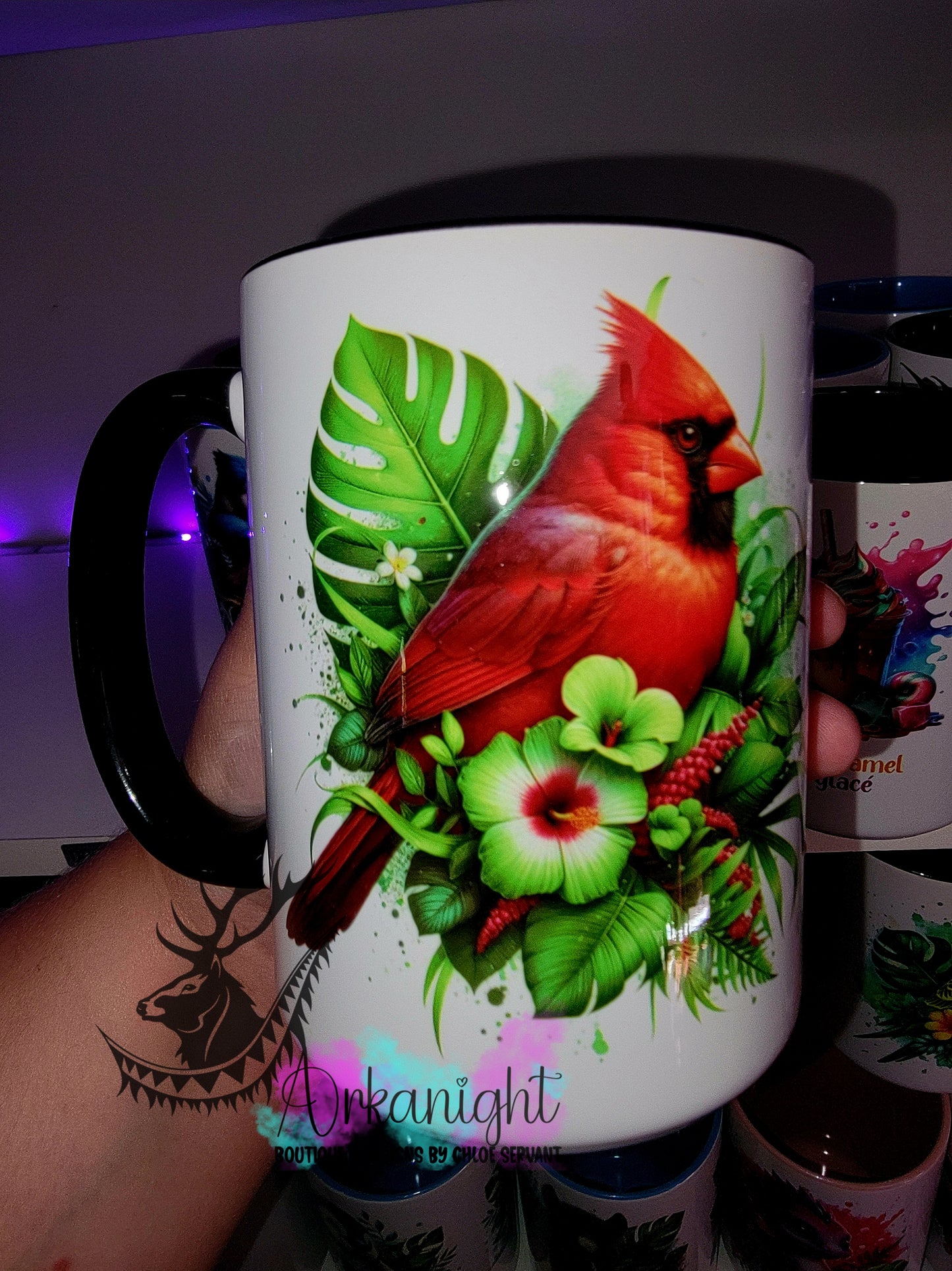 Tasse en céramique sur commande - Monstera & Animals - Cardinal