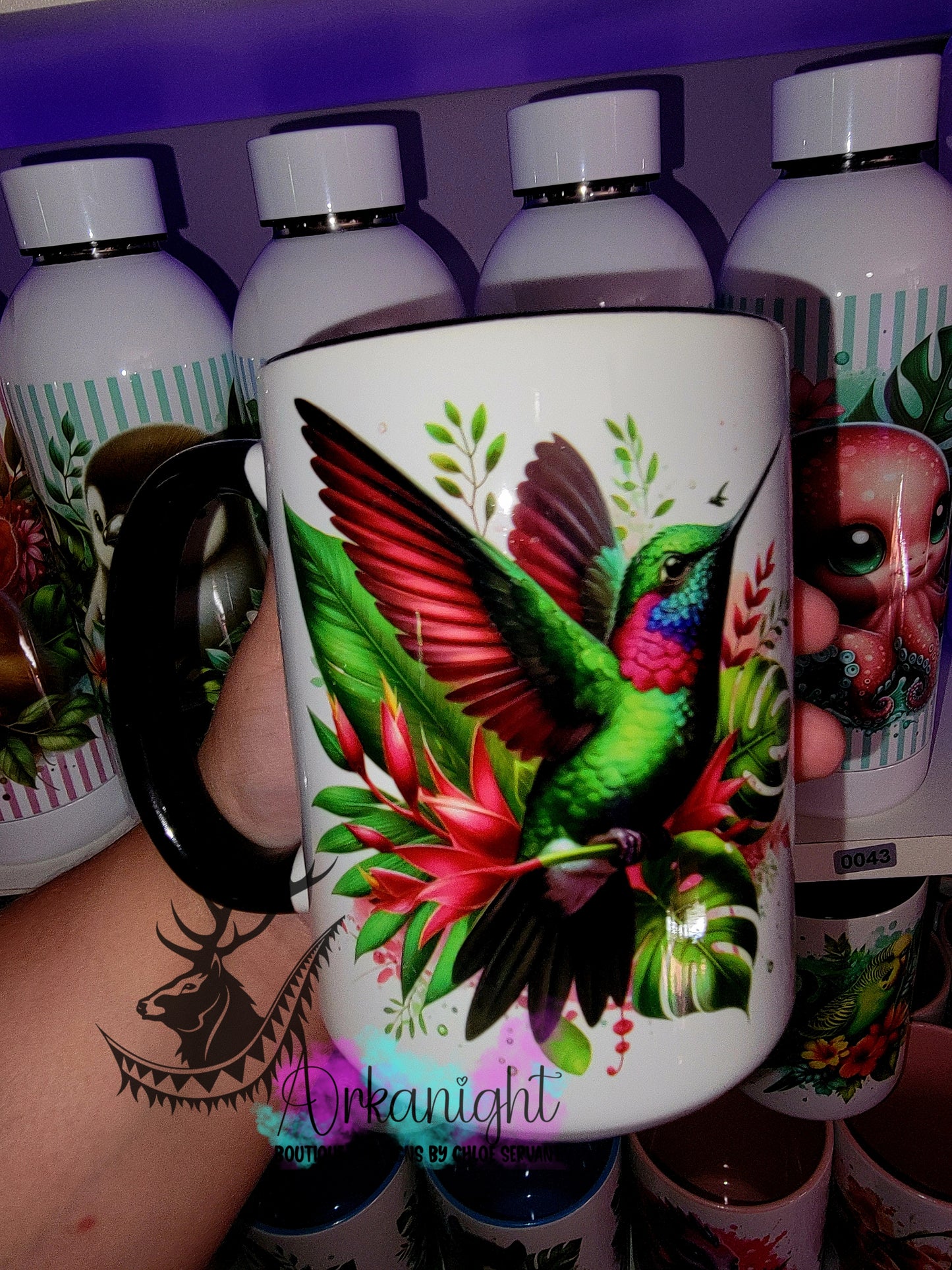 Tasse en céramique sur commande - Monstera & Animals- Colibris