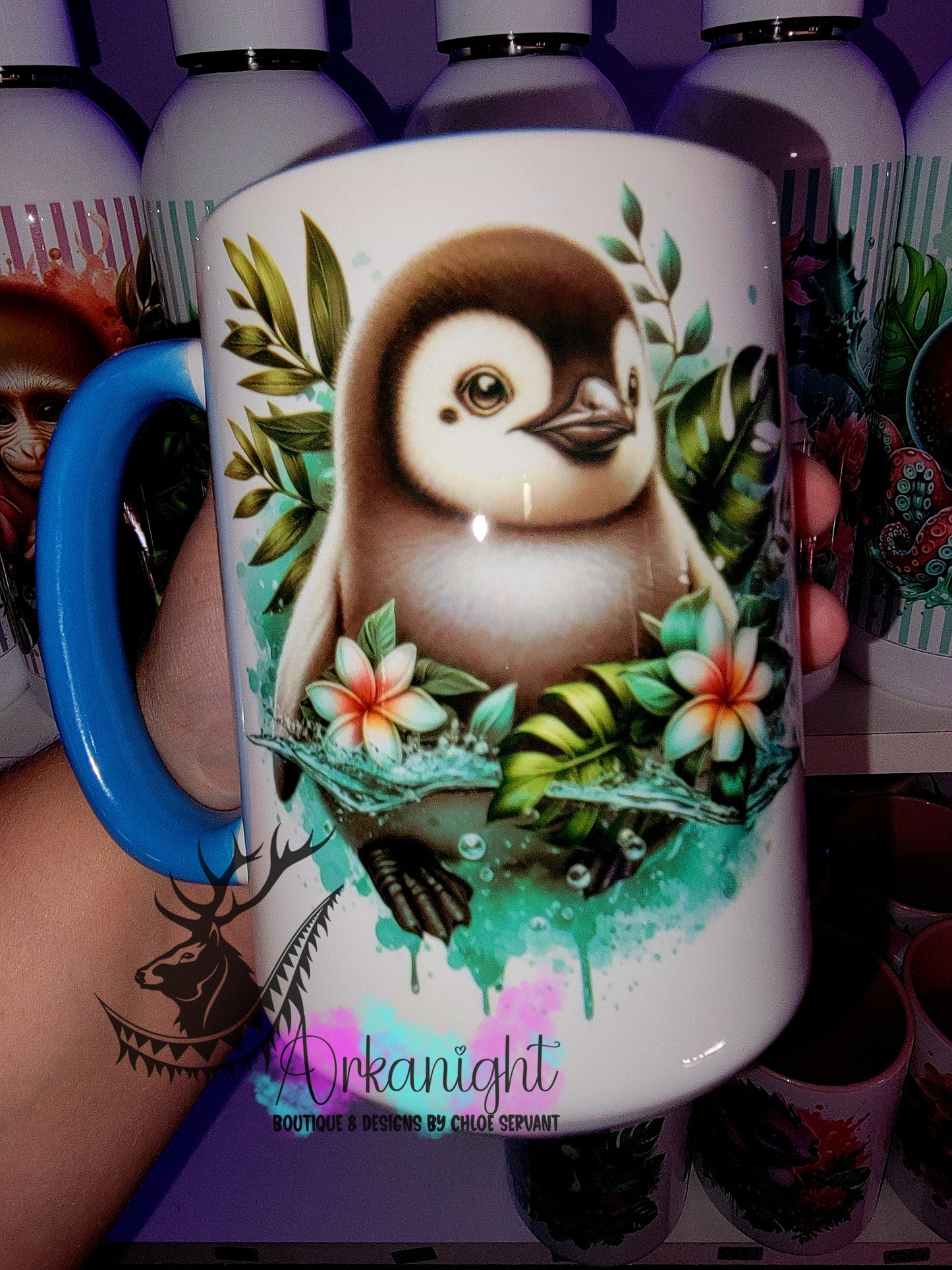 Tasse en céramique sur commande - Monstera & Animals - Pingouin