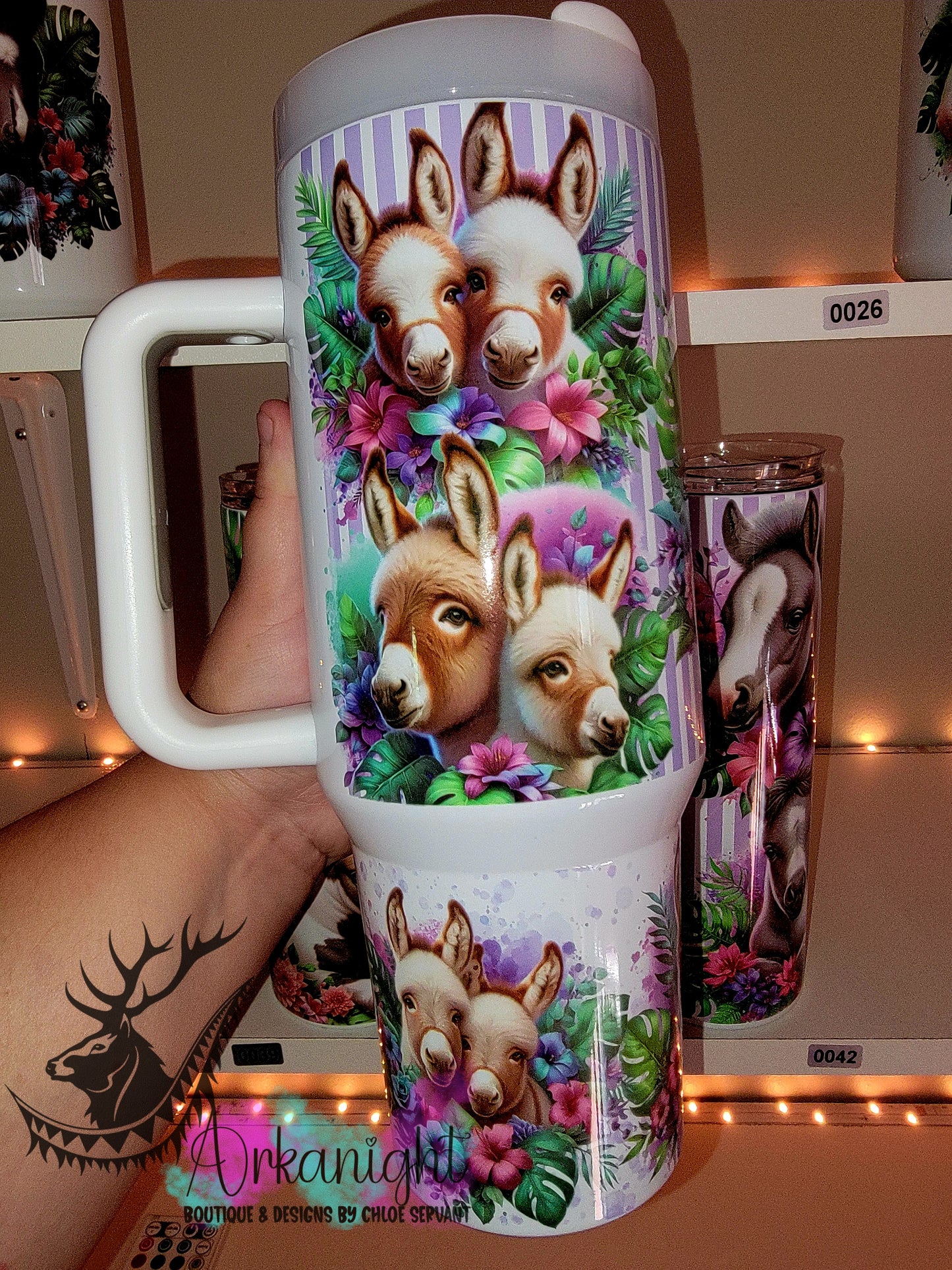 Gourde 40 oz sur commande - Collection Monstera & Animals - Âne