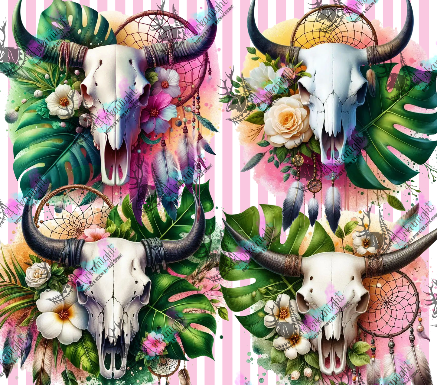 Numérique - Collection Monstera & Animals - Rose & Yellow Bramabull