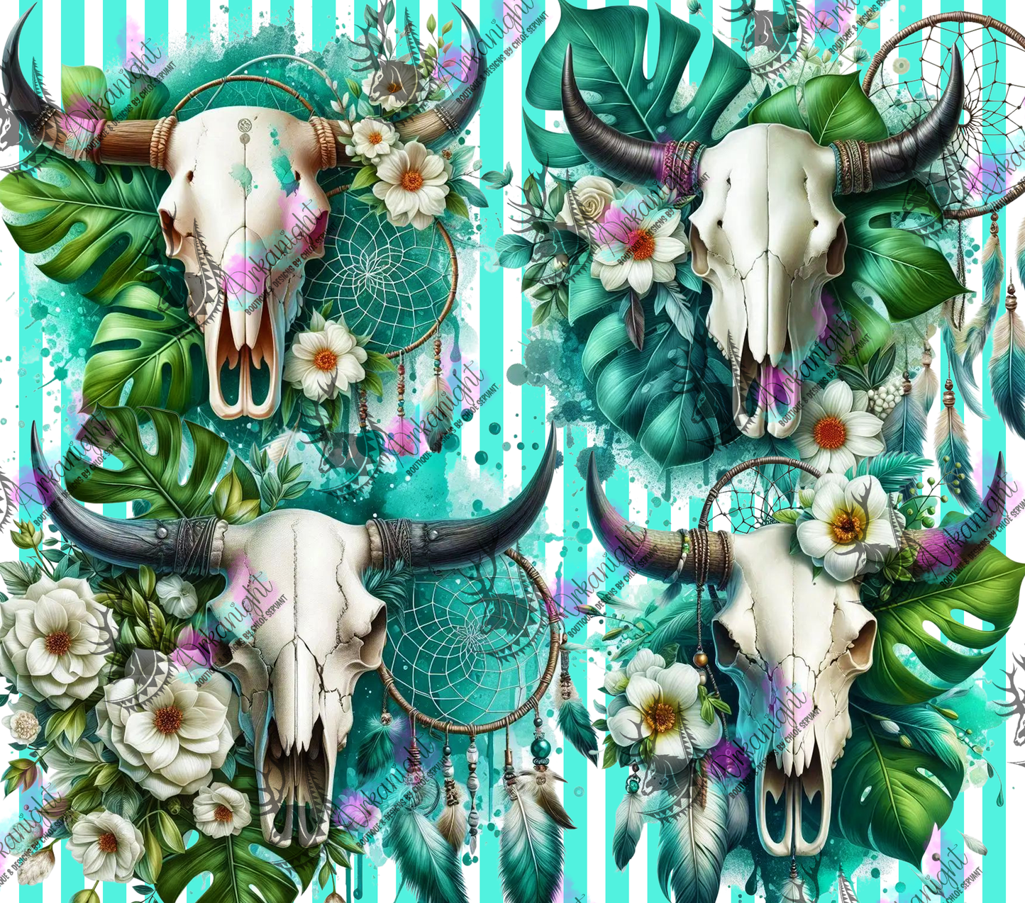 Numérique - Collection Monstera & Animals - Turquoise Bramabull