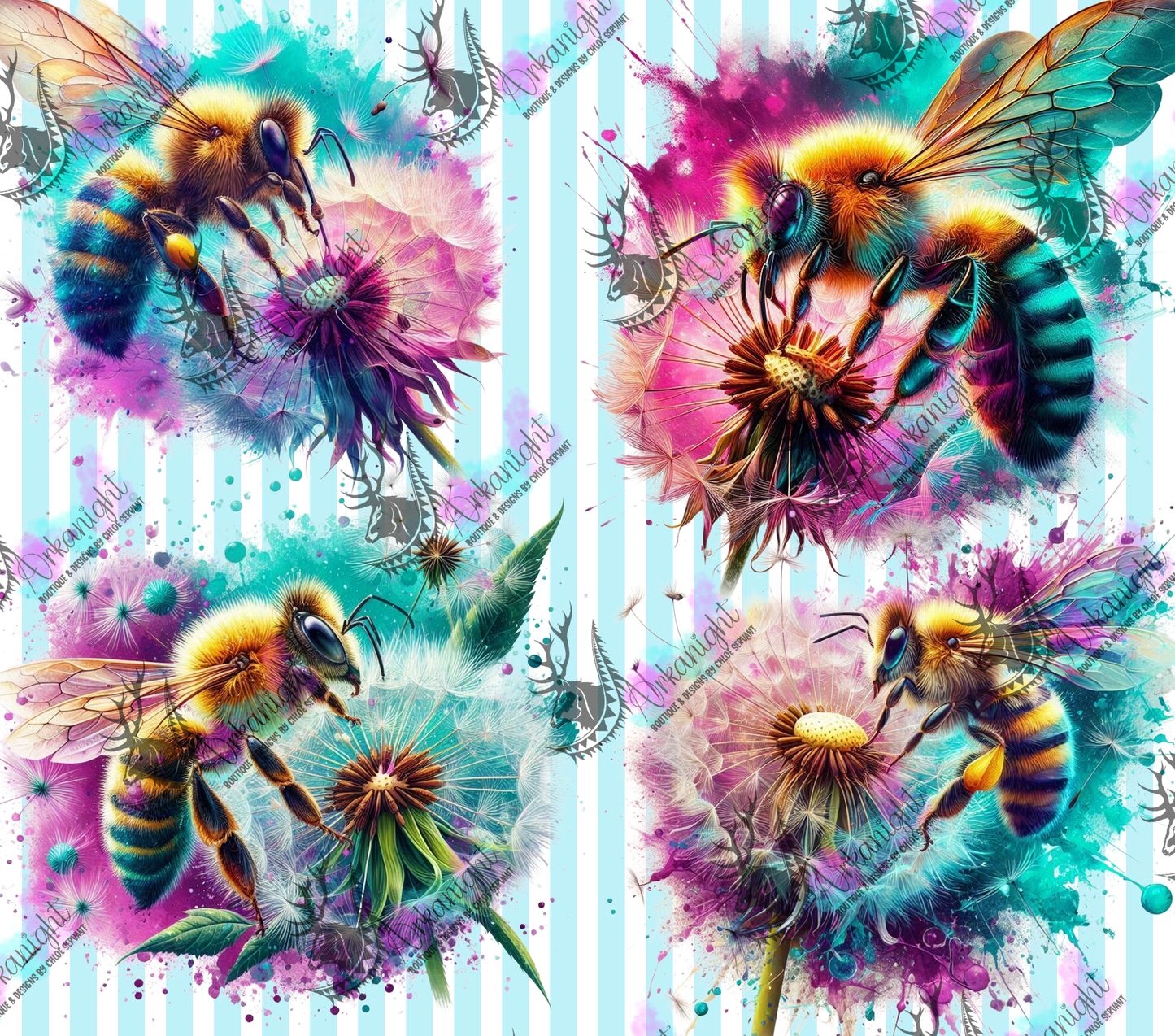 Numérique - Collection Monstera & Animals - Abeille & Pissenlits