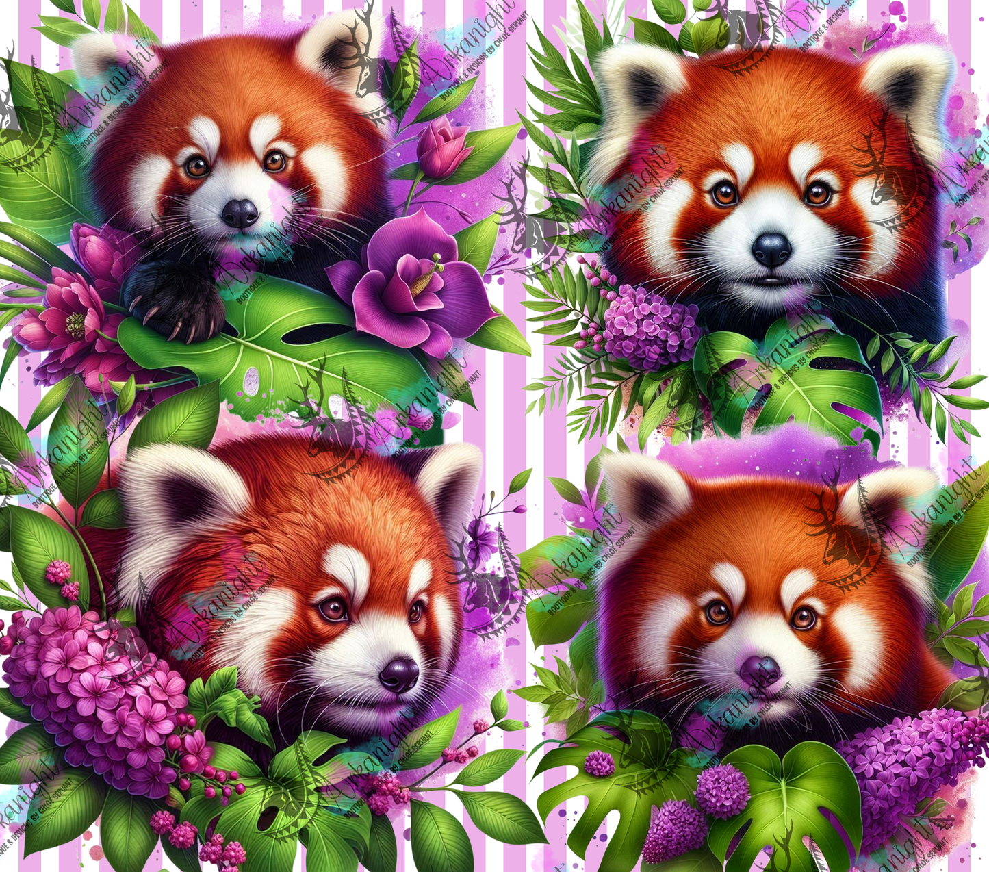 Numérique - Collection Monstera & Animals - Panda roux