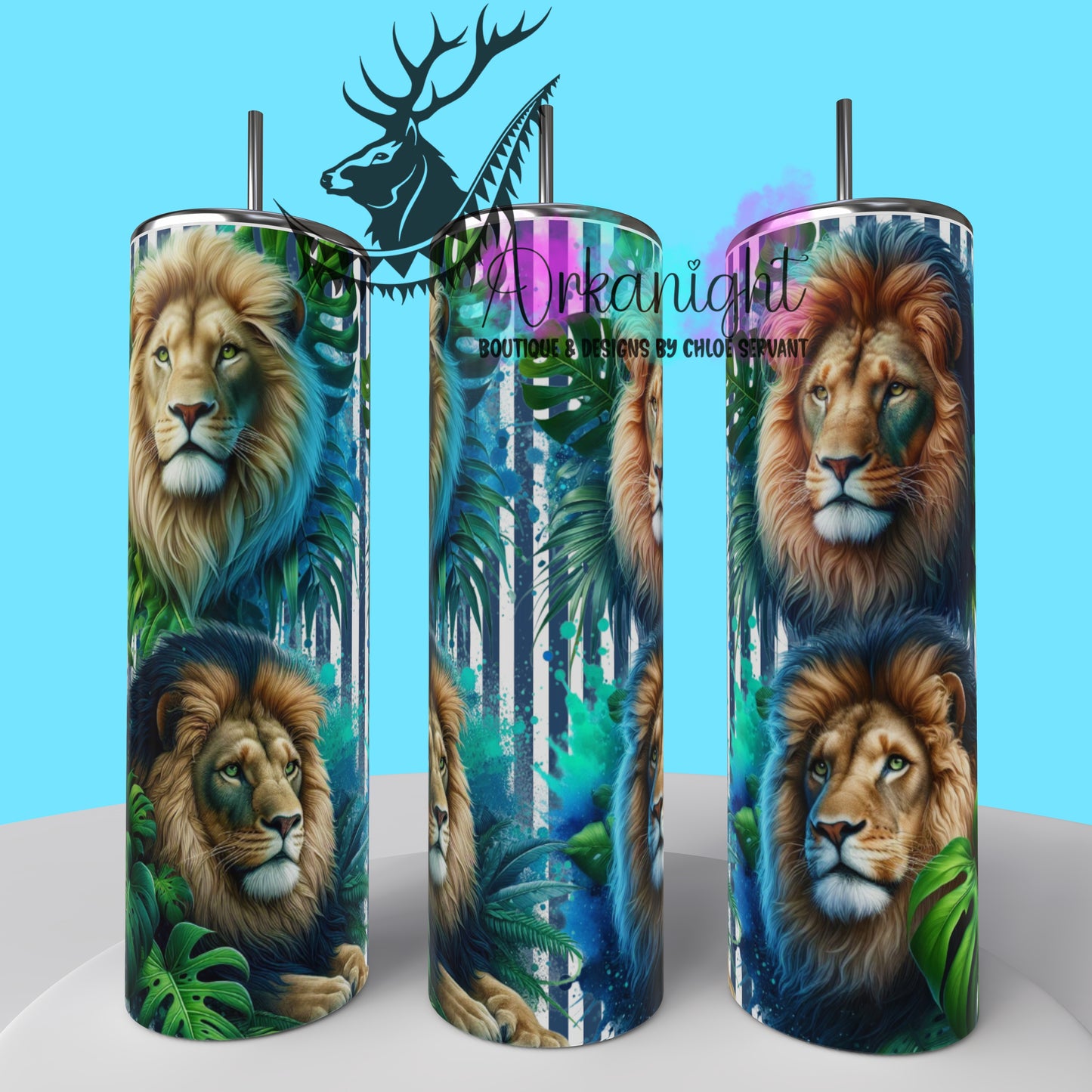 Gourde sur commande - Collection Monstera & Animals - Lion 2.0