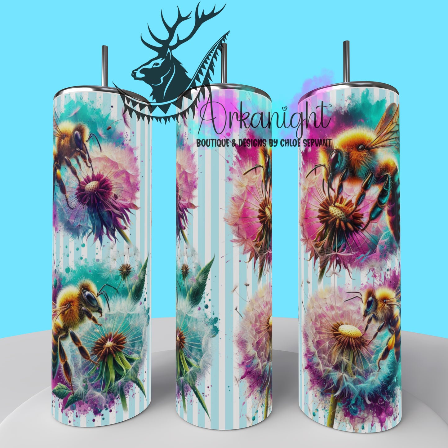 Gourde sur commande - Collection Monstera & Animals - Abeilles & Pissenlits