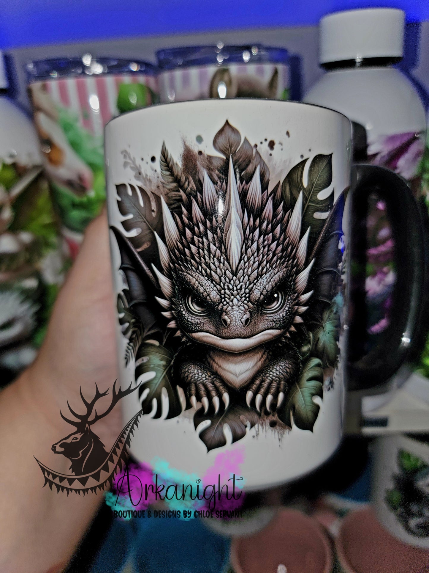 Tasse en céramique sur commande - Bébé Dragon gris