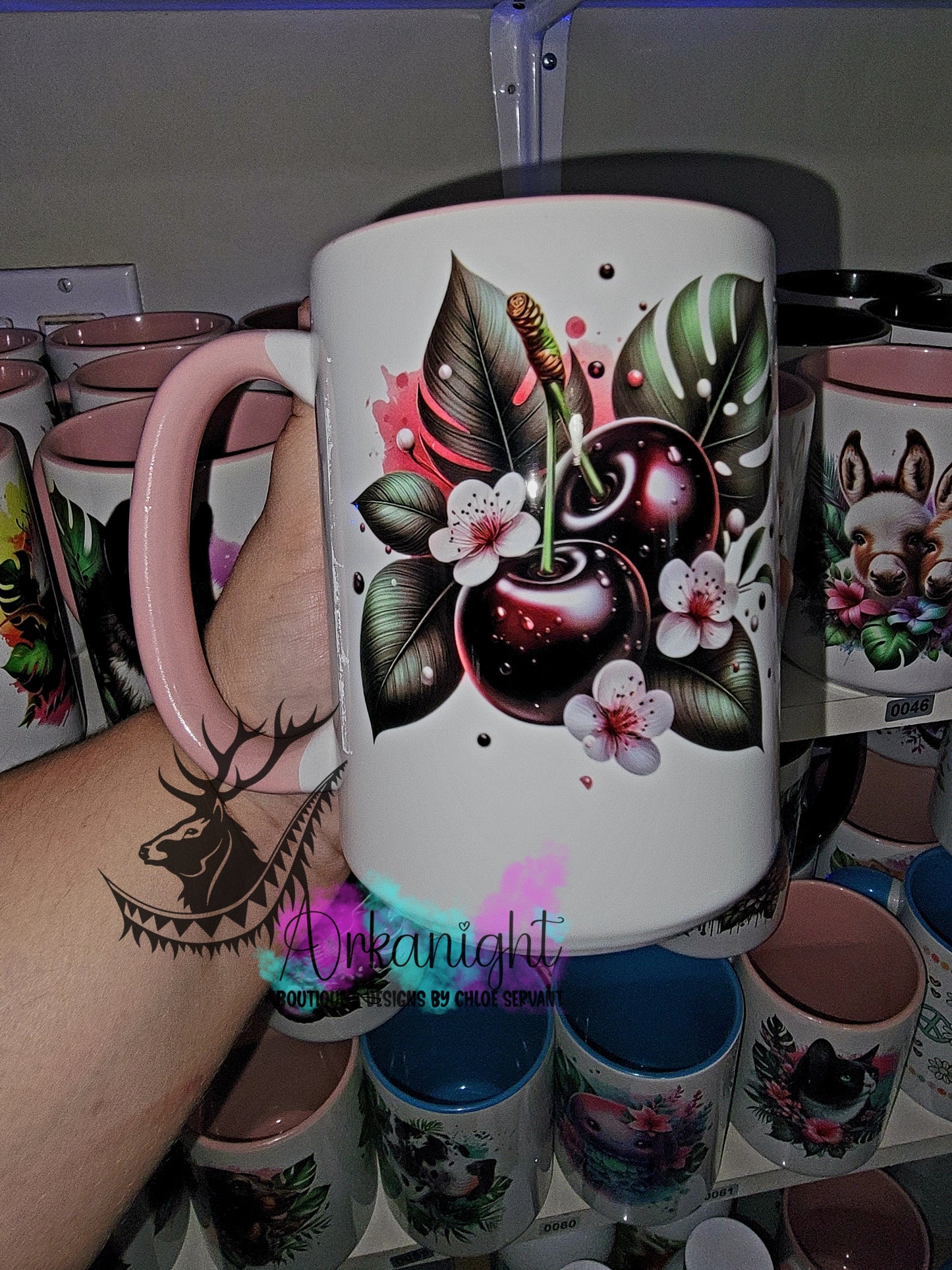 Tasse en céramique sur commande - Cerise Noire