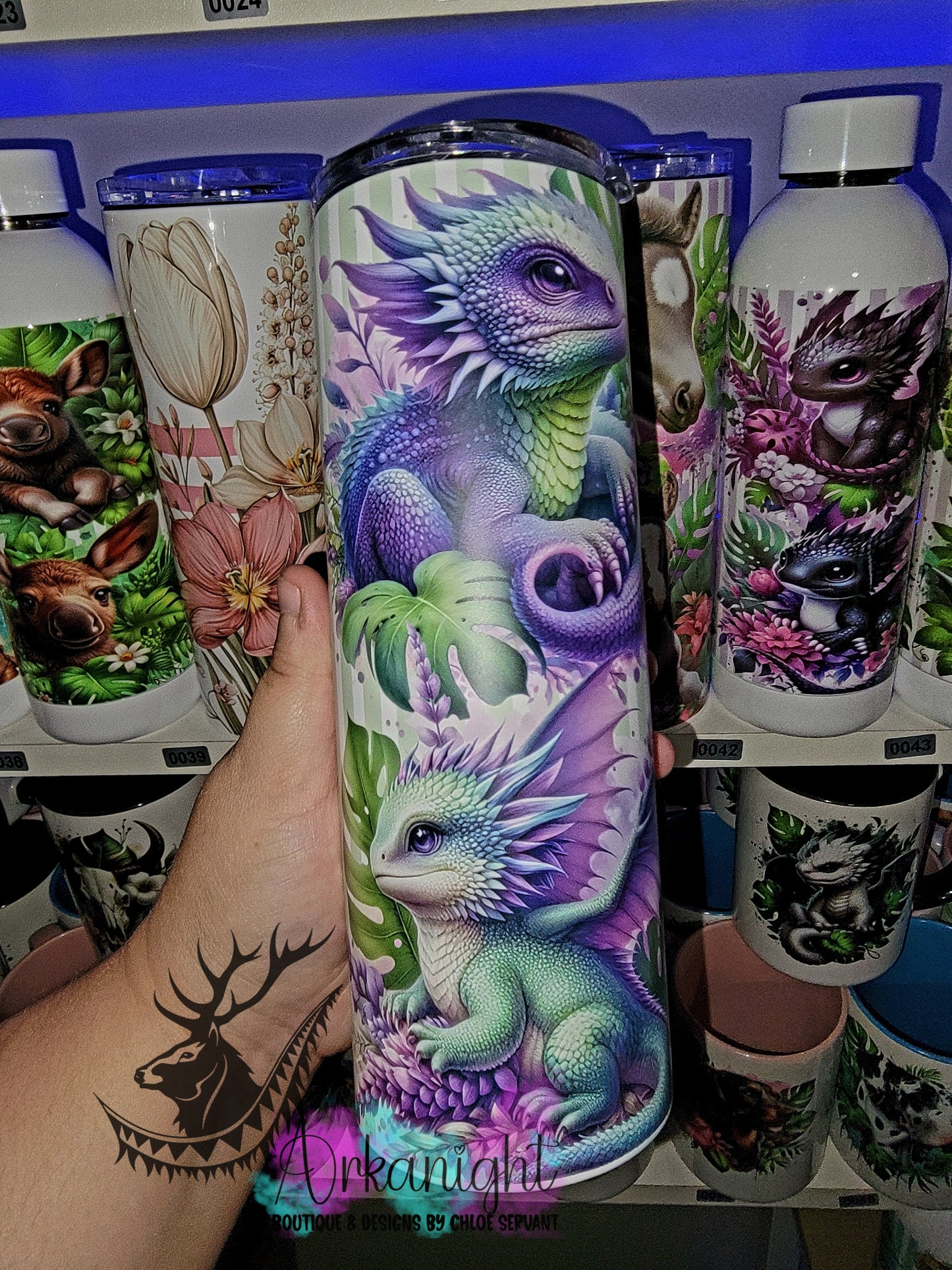 Gourde sur commande - Collection Monstera & Bébé Dragon - Sauge & Lilas