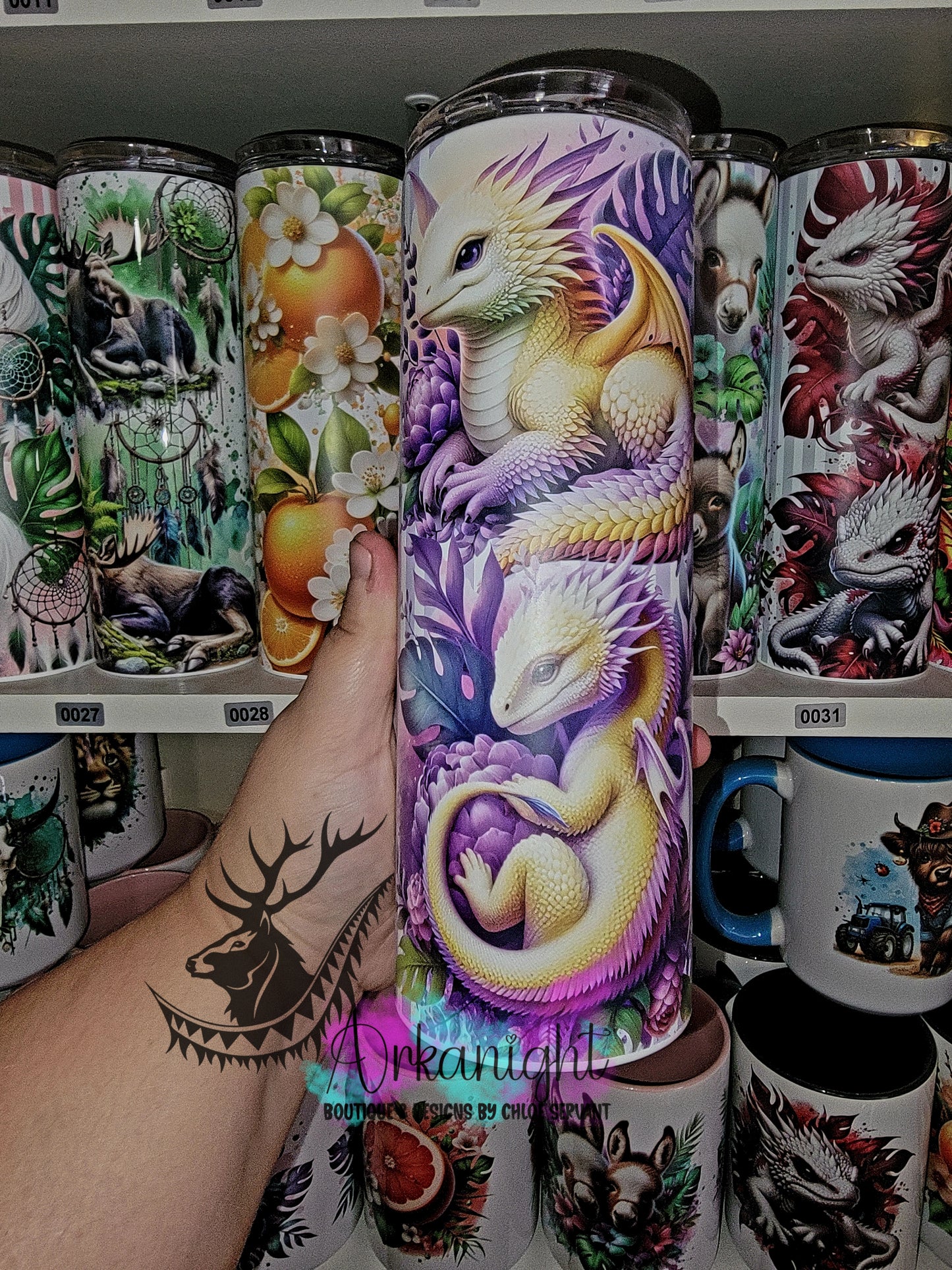 Gourde sur commande - Collection Monstera & Bébé Dragon - Jaune & Mauve