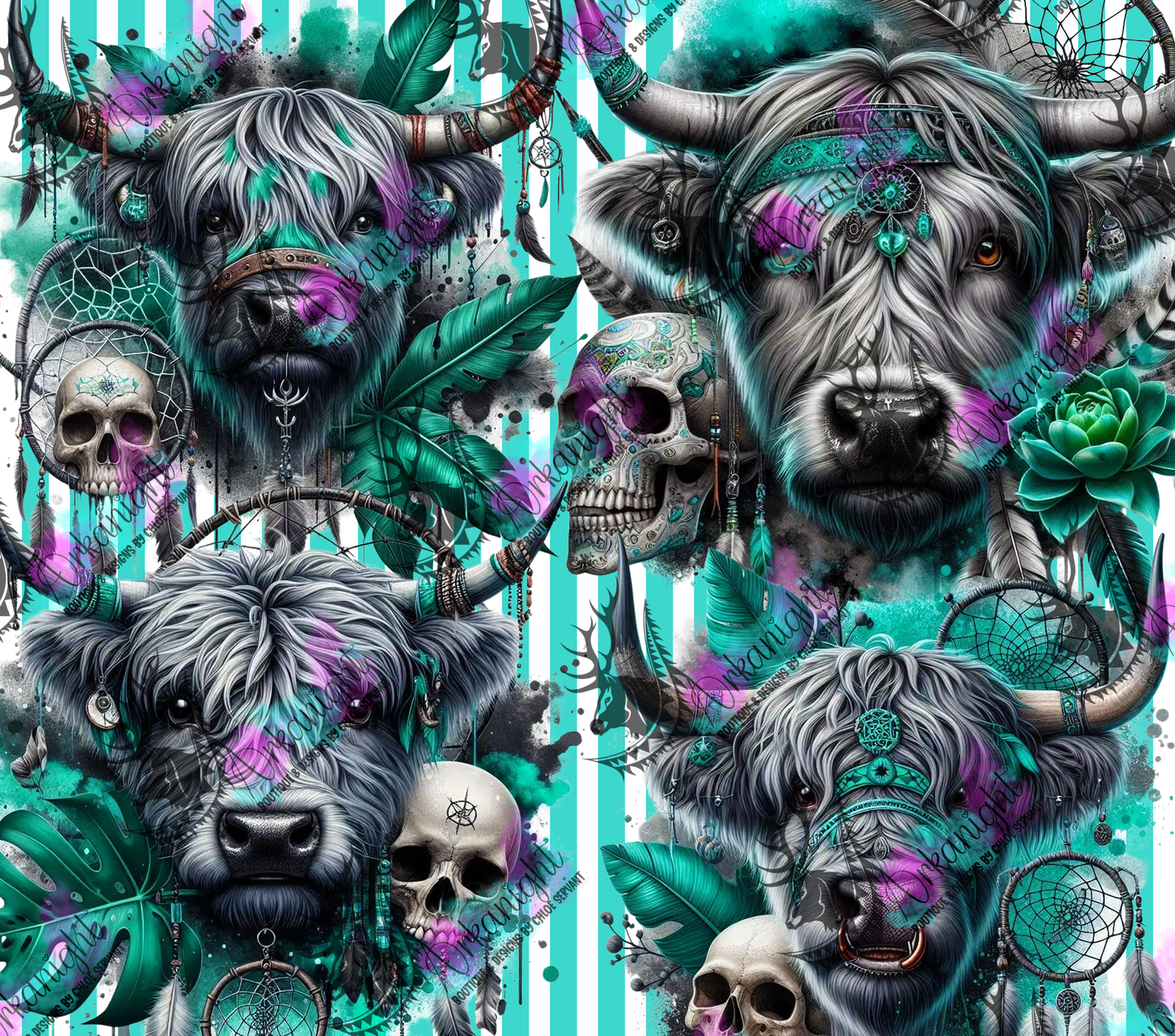 Numérique - Collection Monstera & Halloween 2025 - Vache Highland Grise