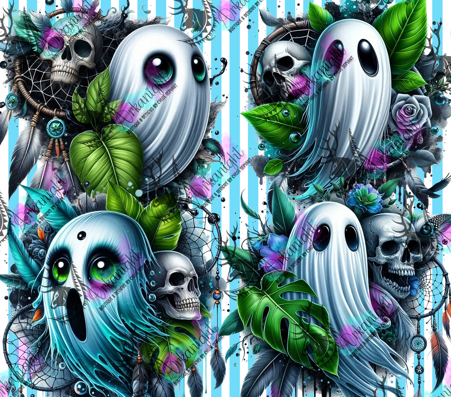 Numérique - Collection Monstera & Halloween 2025 - Fantôme bleu