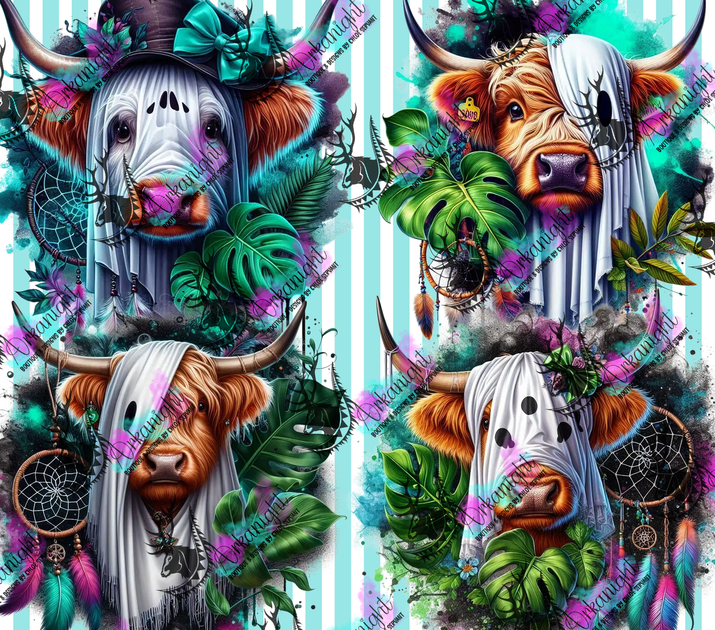 Numérique - Collection Monstera & Halloween 2025 - Ghost Highland Cow