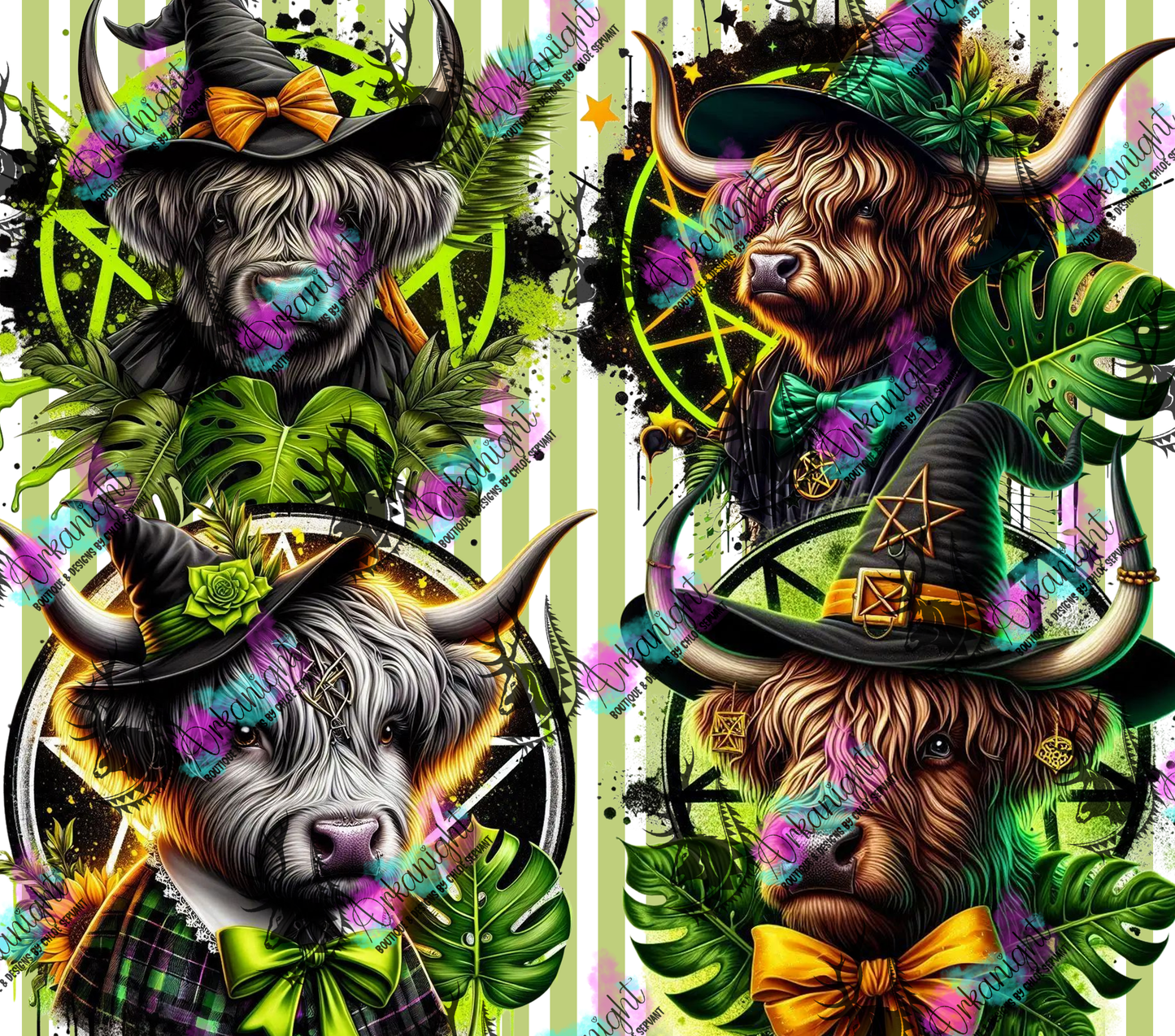 Numérique - Collection Monstera & Halloween 2025 - Green Witch Highland Cow