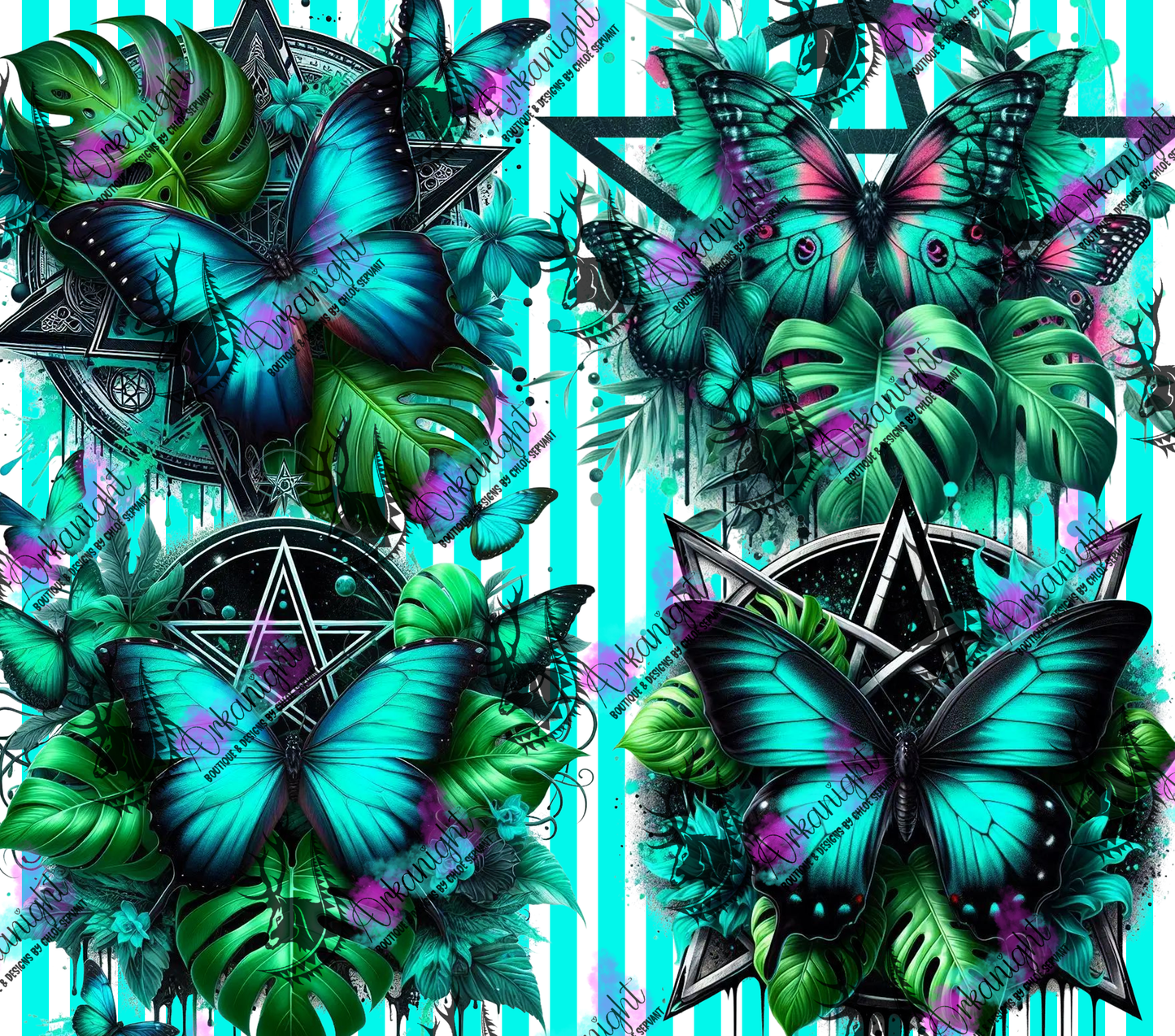 Numérique - Collection Monstera & Halloween 2025 - Turquoise Butterflies