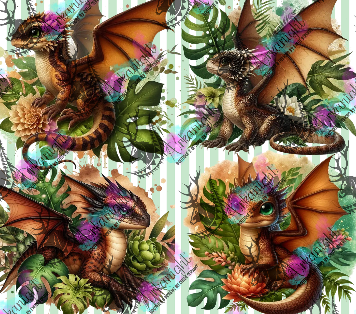 Numérique - Collection Monstera & Bébé Dragon- Brun