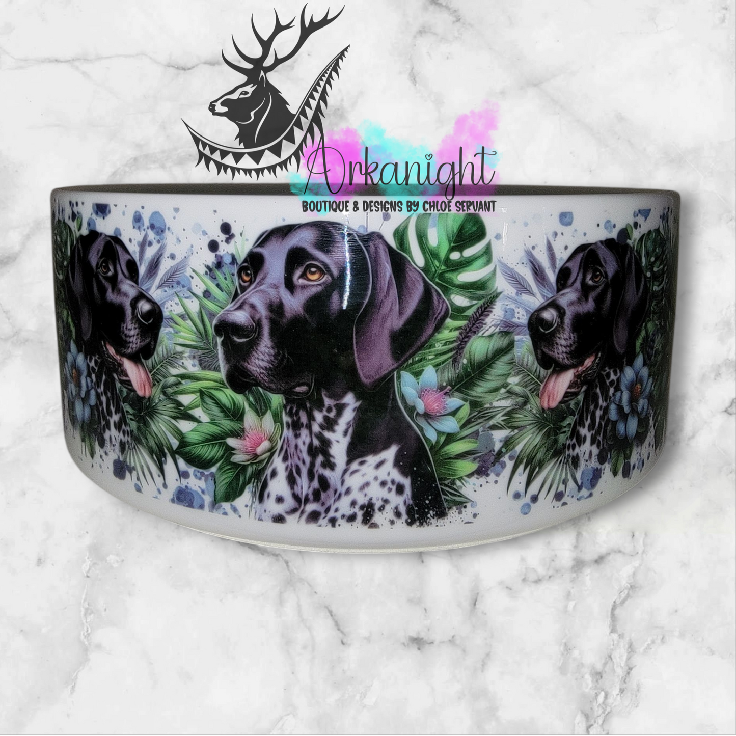 Gamelle en céramique sur commande - Braque Allemand Noir