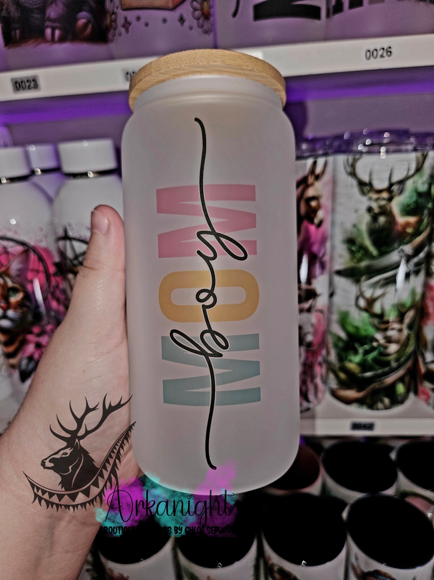 Verre en vitre givré 16oz & Couvercle en Bambou - Boy Mom 2