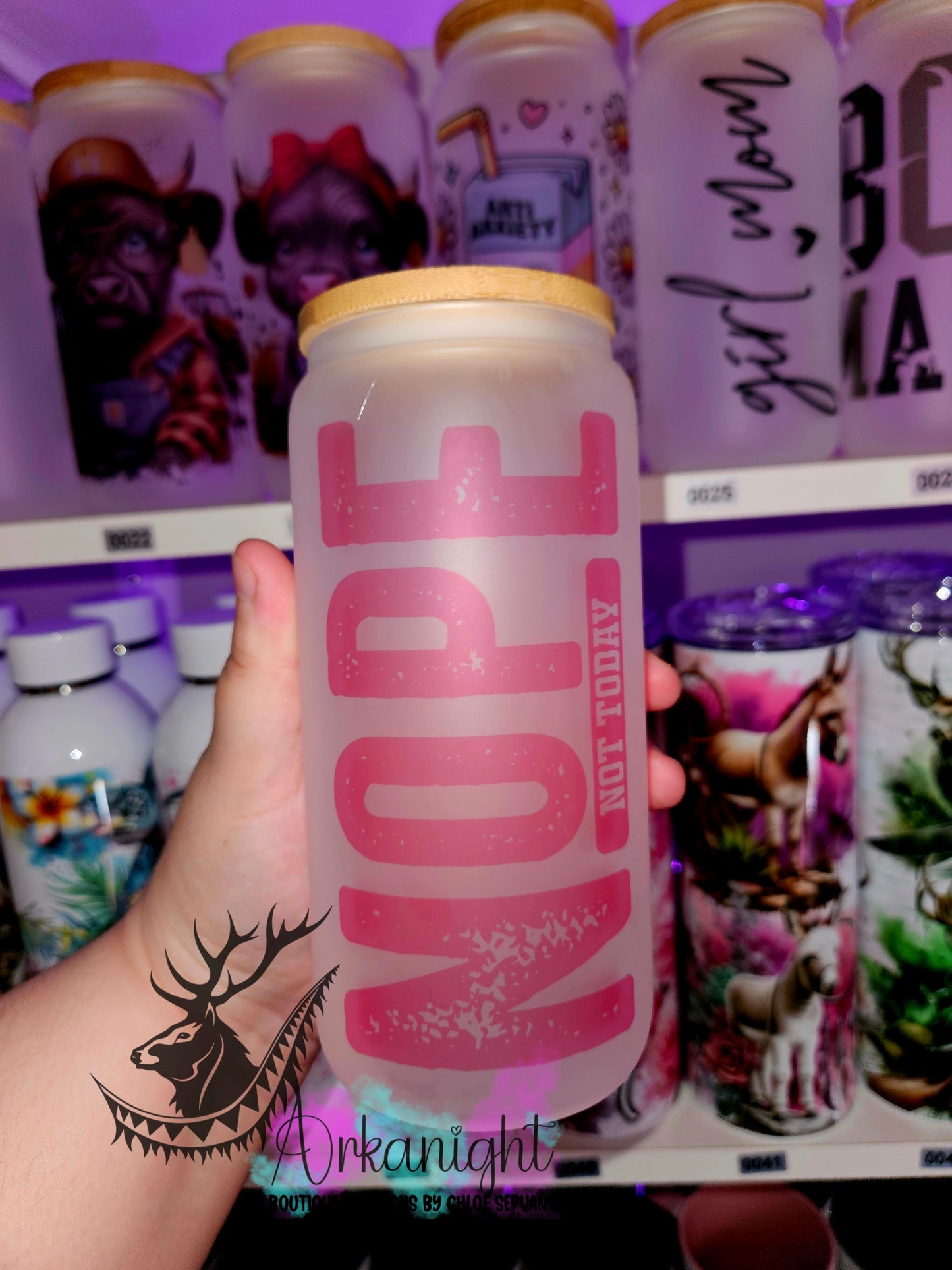 Verre en vitre givré 16oz & Couvercle en Bambou - Nope! Not Today !