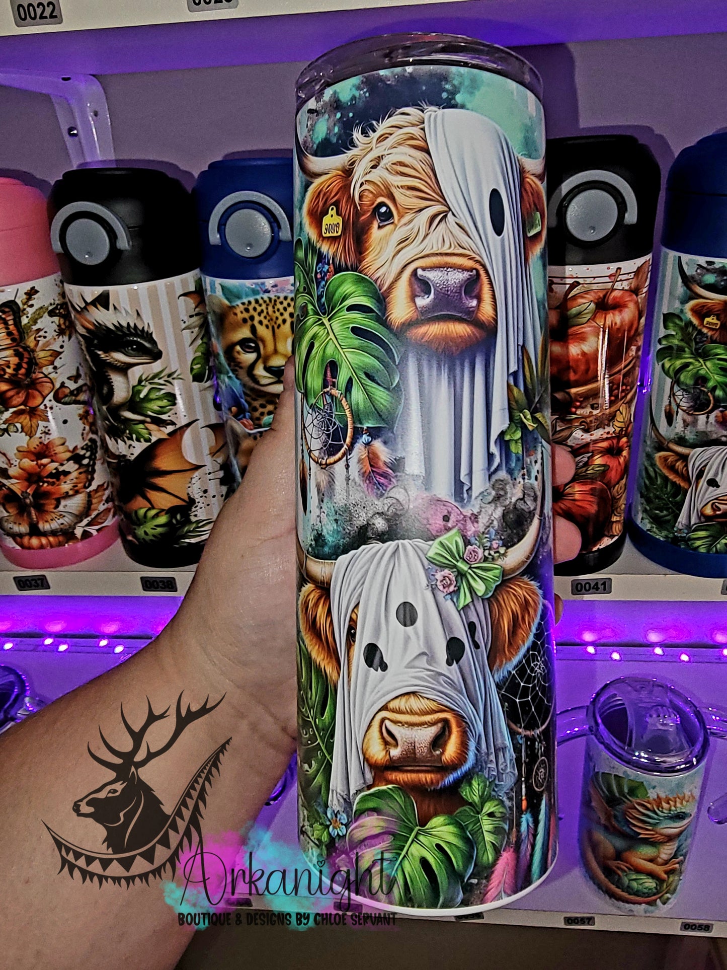 Gourde sur commande - Collection Monstera & Halloween 2025 - Ghost Highland Cow