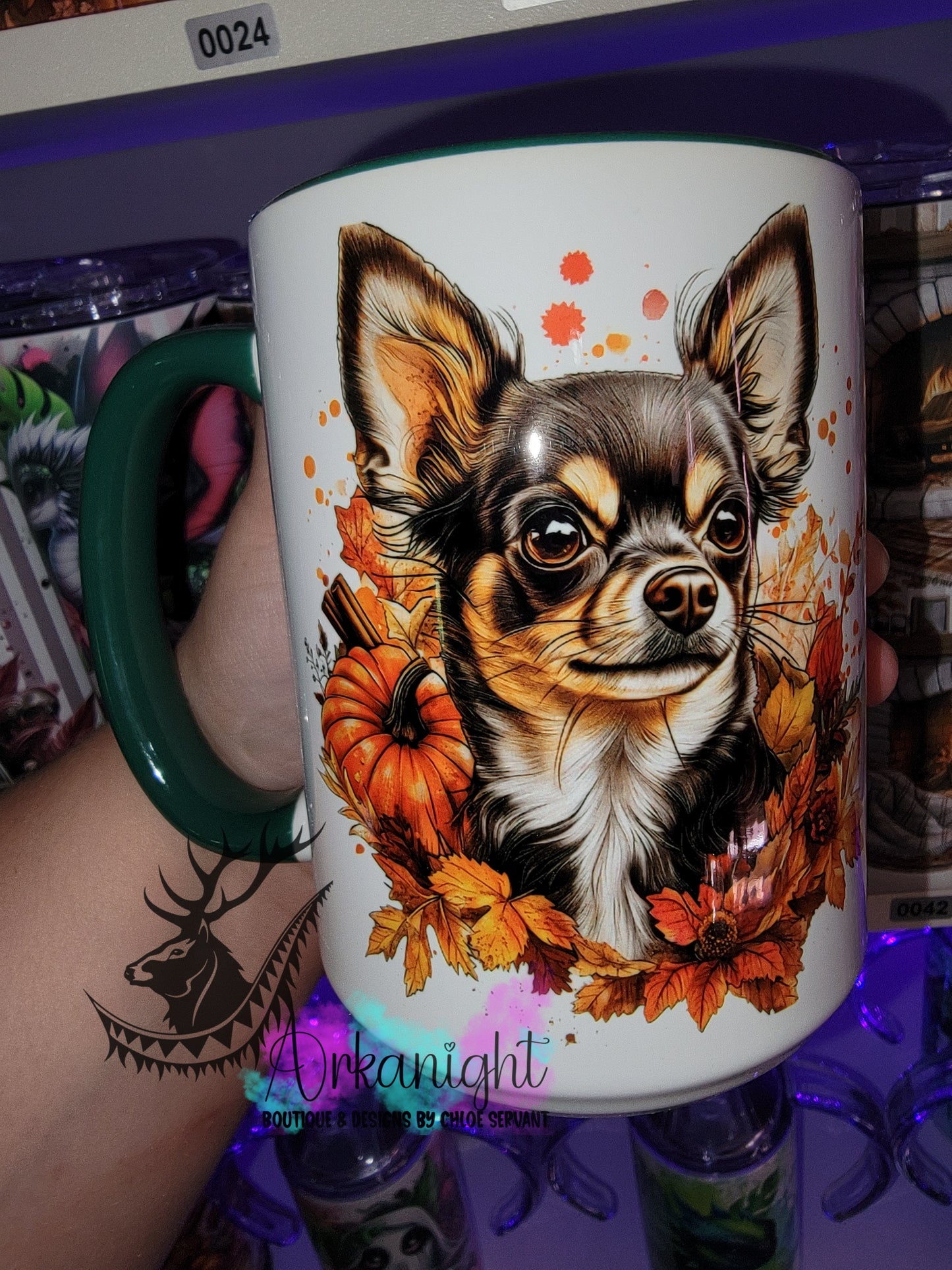 Tasse en céramique sur commande - Collection Automne - Chihuahua Brun & tan