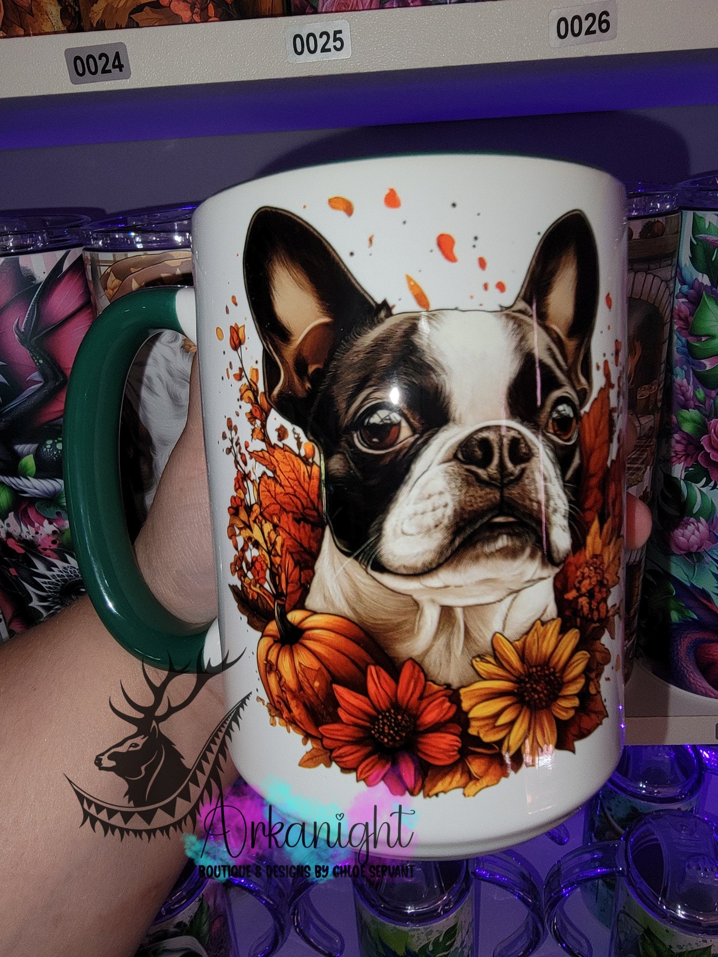 Tasse en céramique sur commande - Collection Automne - Boston Terrier