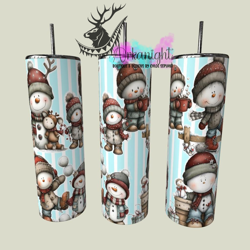 Gourde sur commande - Collection Hiver & Noël 2025 Vintage - Bonhommes de neige Festifs