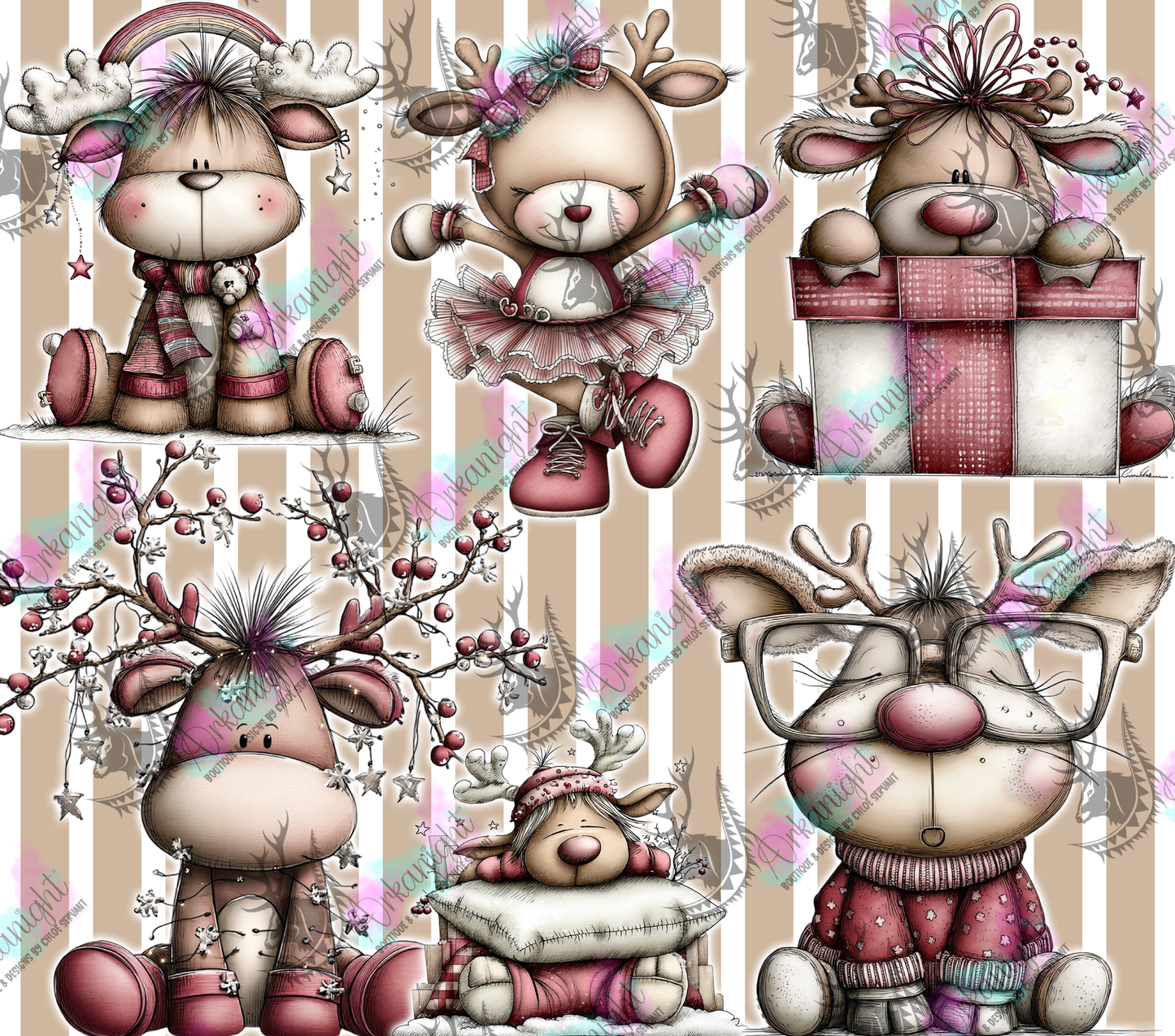 Numérique - Collection Hiver & Noël 2025 Vintage - Cerfs Festifs