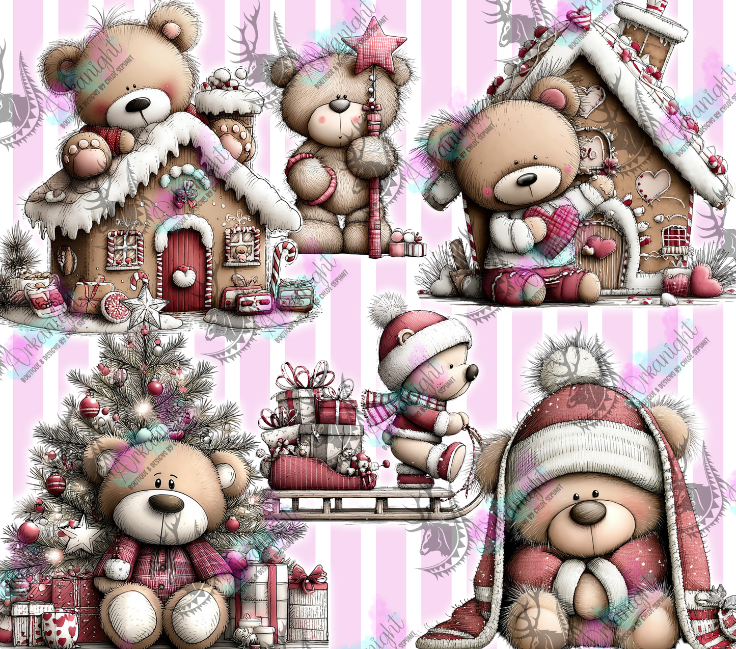 Numérique - Collection Hiver & Noël 2025 Vintage - Oursons Festifs