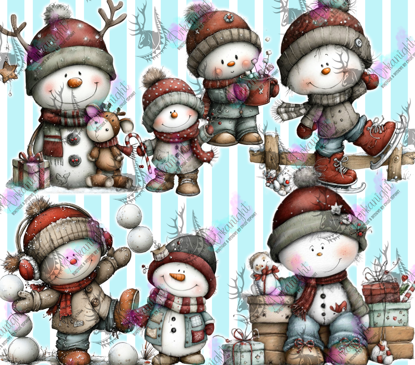 Numérique - Collection Hiver & Noël 2025 Vintage - Bonhommes de neige Festifs