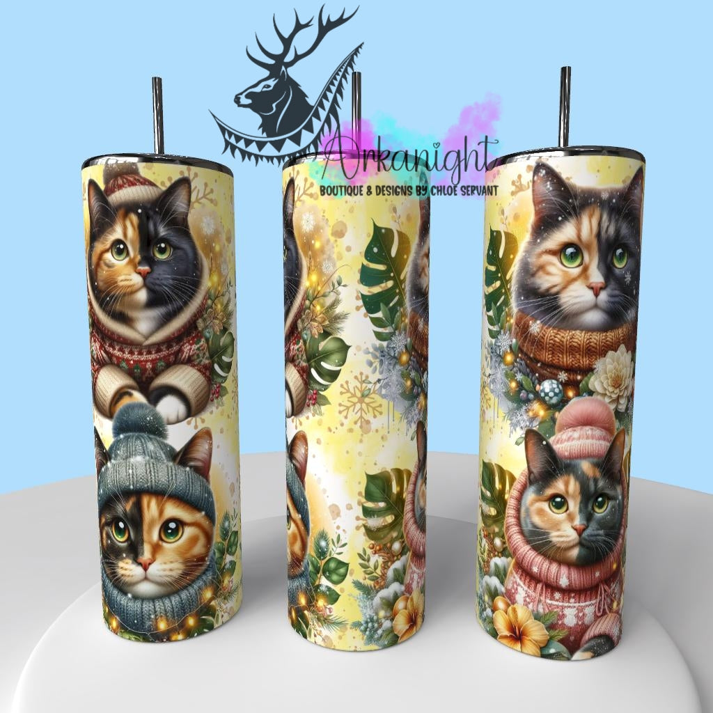 Gourde sur commande - Collection Hiver , Monstera & Chats - Chat Écaille de Tortue