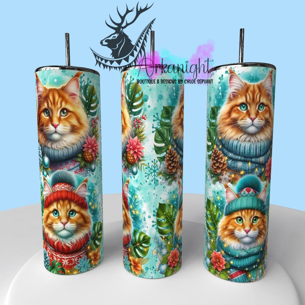 Gourde sur commande - Collection Hiver , Monstera & Chats - Chat Mainecoon Roux