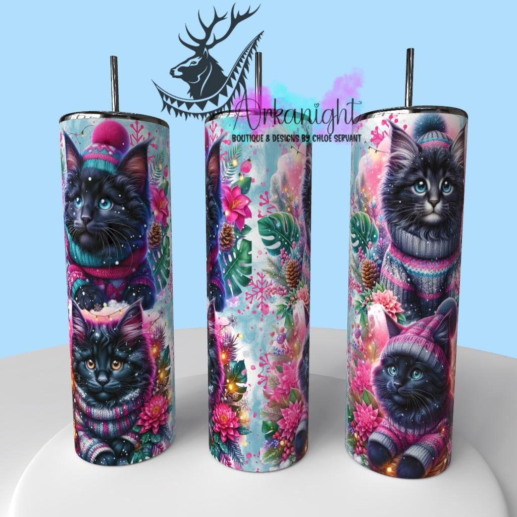 Gourde sur commande - Collection Hiver , Monstera & Chats - Chaton MaineCoon Noir