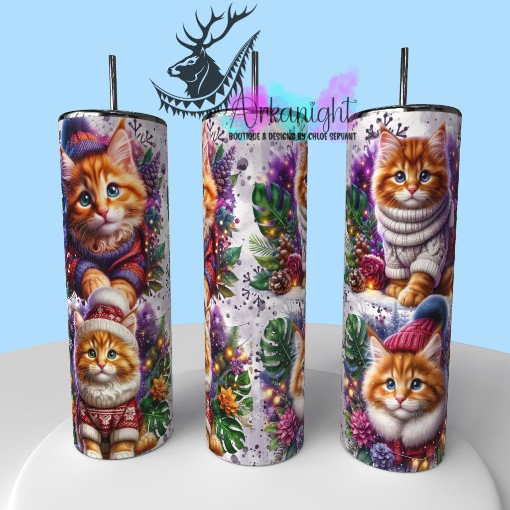 Gourde sur commande - Collection Hiver , Monstera & Chats - Chaton Mainecoon Orange
