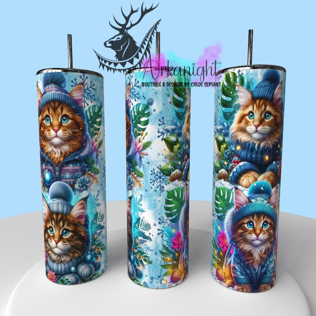 Gourde sur commande - Collection Hiver , Monstera & Chats - MaineCoon Tigré Brun