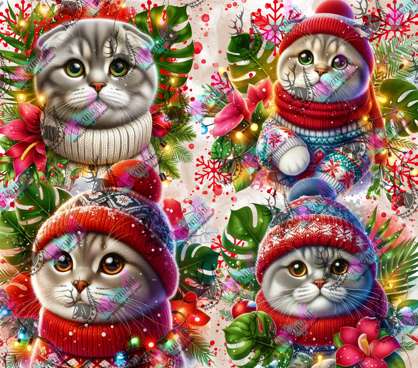 Numérique - Collection Hiver, Monstera & Chats - Scottish Fold