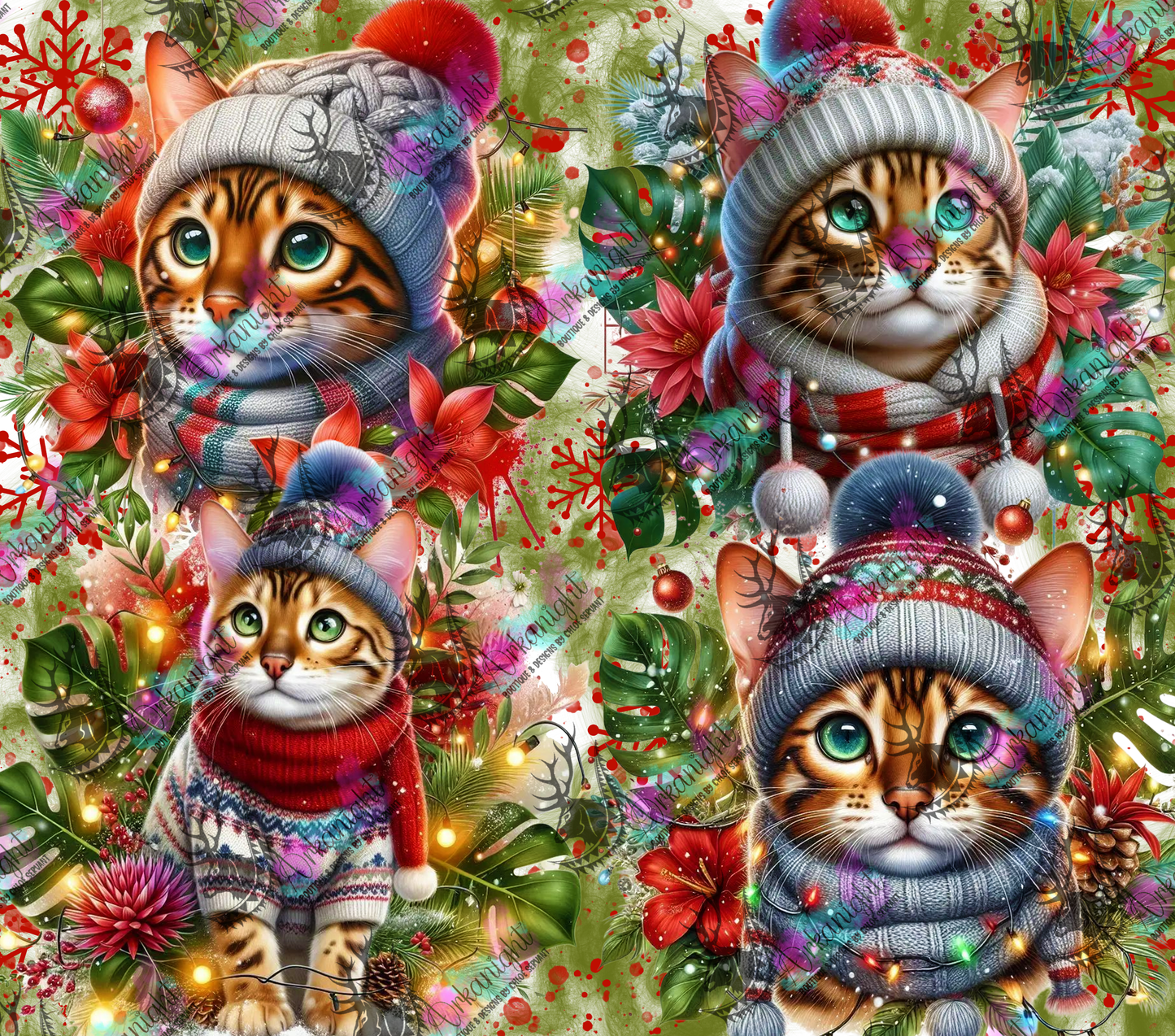 Numérique - Collection Hiver, Monstera & Chats - Bengal