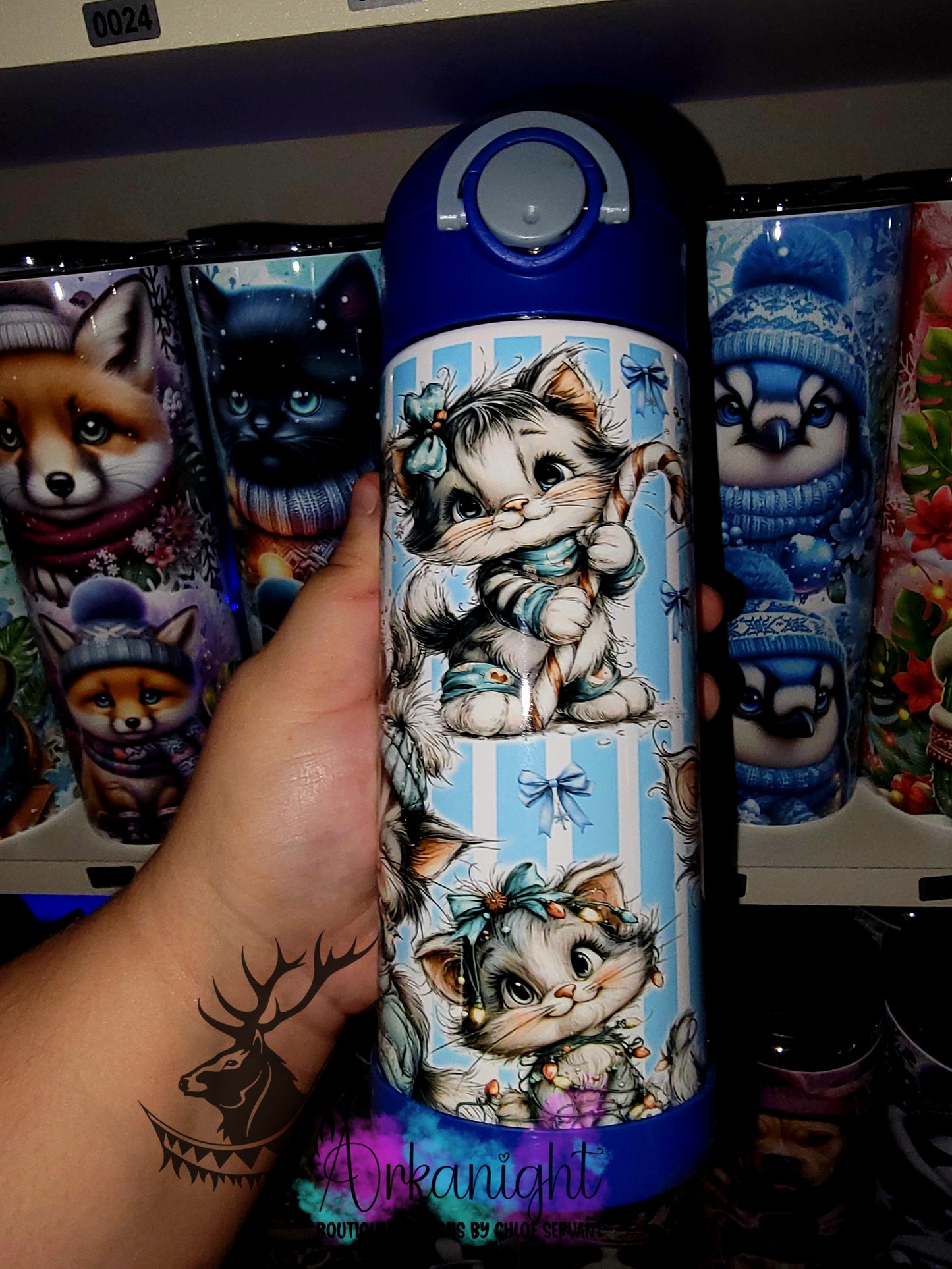 Gourde pour enfant - Sur Commande - Chat Festifs Vintage