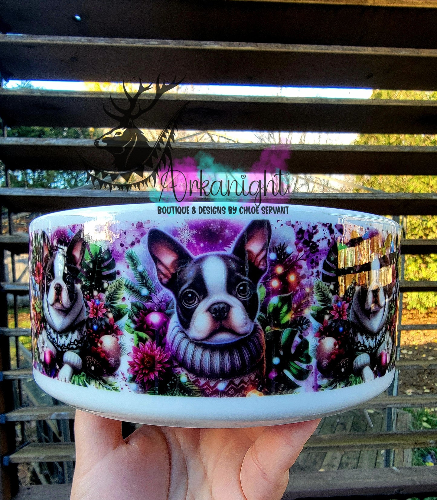 Gamelle en céramique sur commande - Collection Hiver & Noël 2025 - Boston Terrier