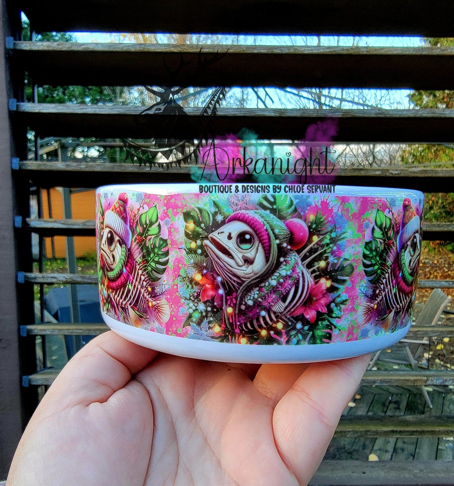 Gamelle en céramique sur commande - Collection Hiver & Noël 2025 - Carcasse de poisson