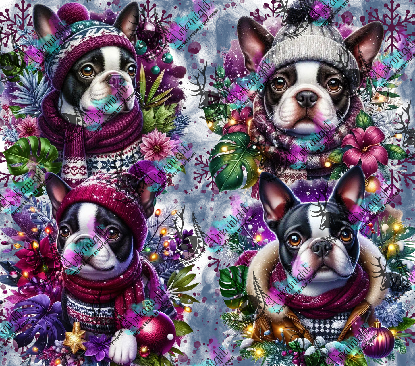 Numérique - Collection Hiver, Monstera & Chien 2025 - Boston Terrier
