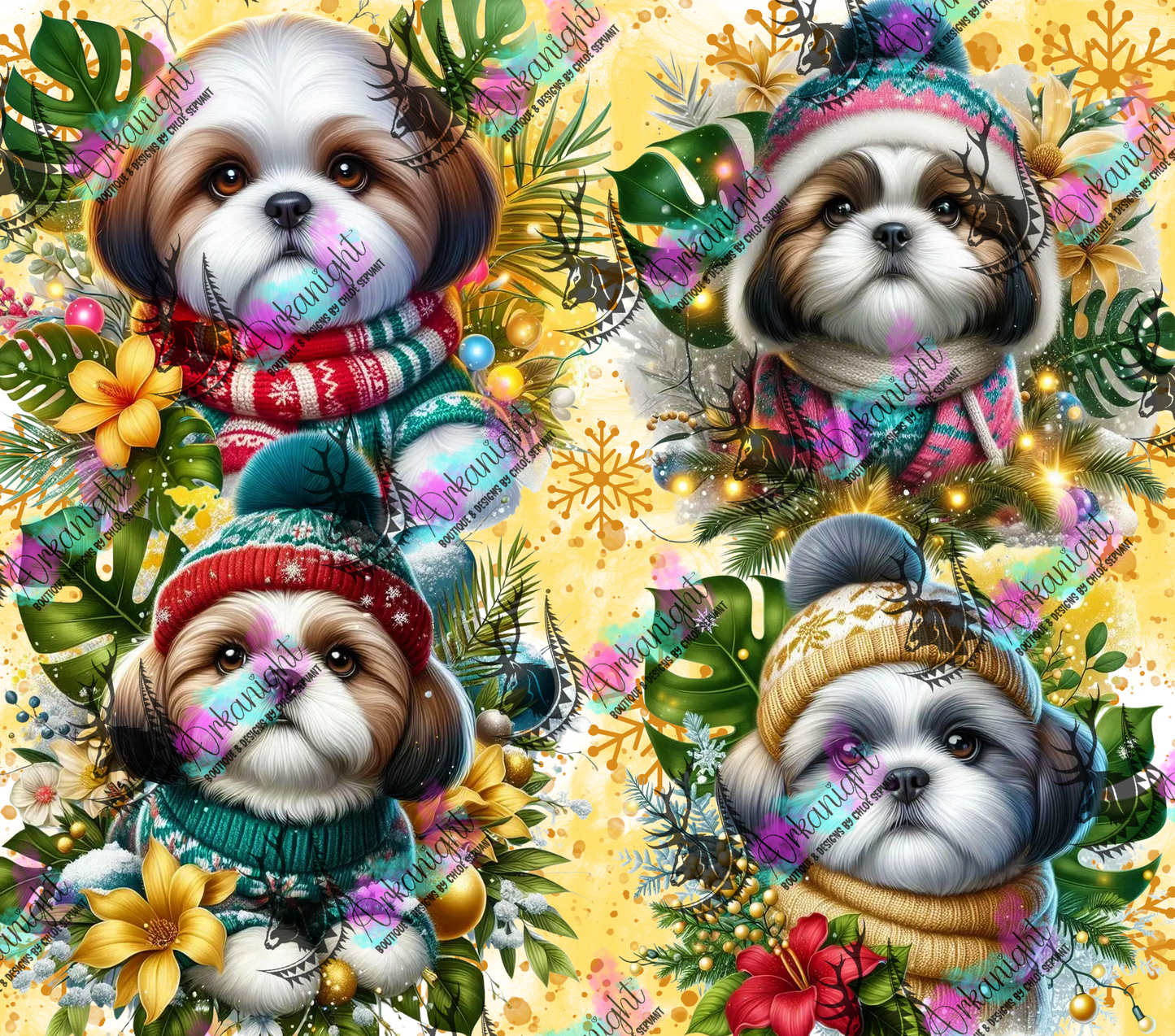 Numérique - Collection Hiver, Monstera & Chien 2025 - Shih Tzu