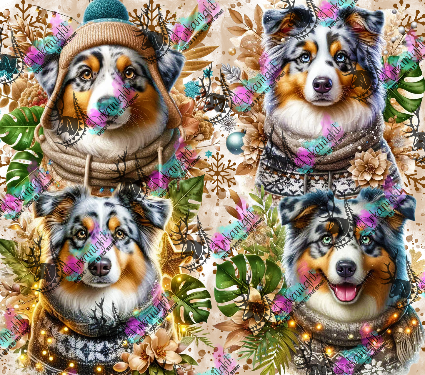 Numérique - Collection Hiver, Monstera & Chien 2025 - Berger Australien