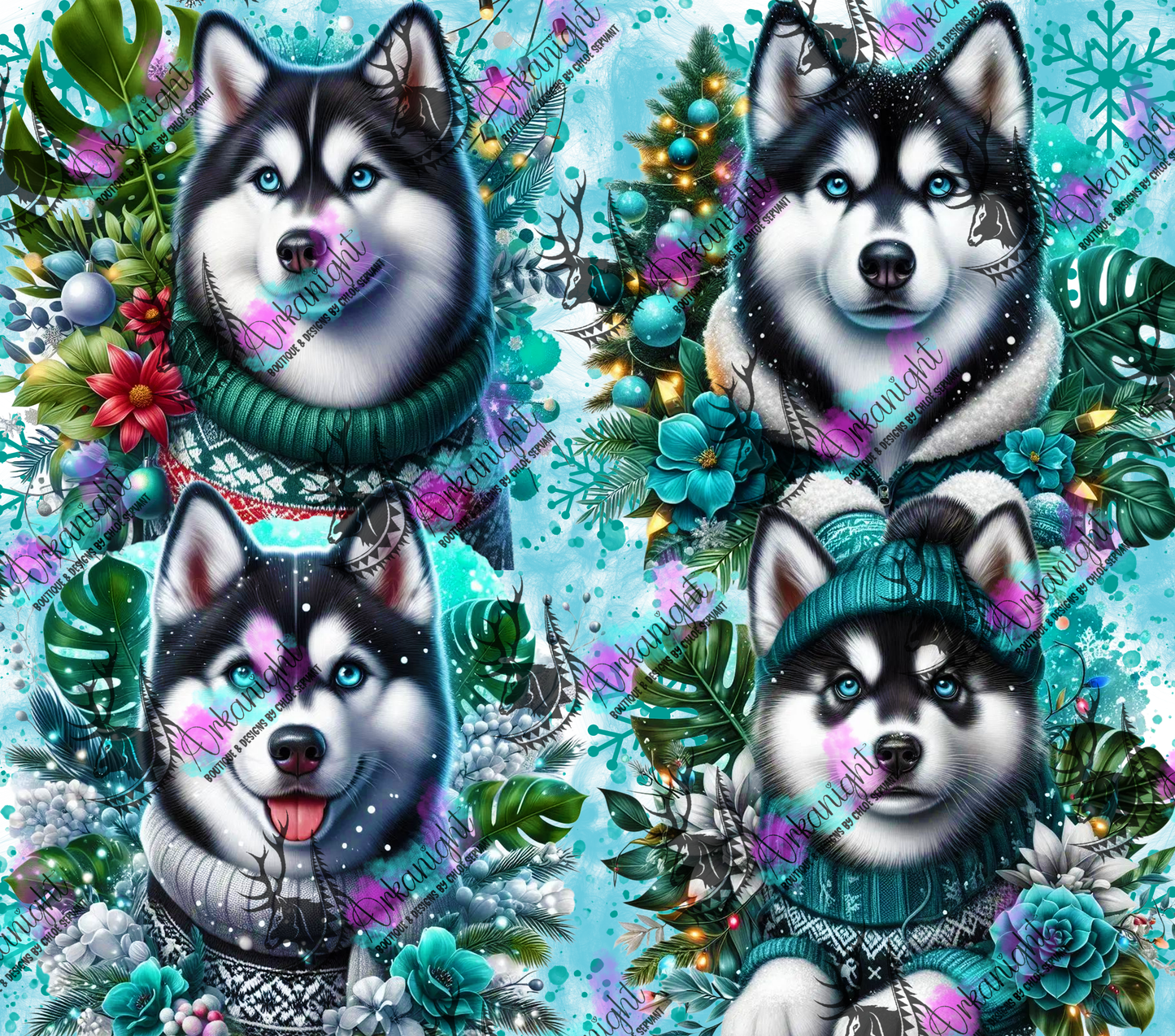 Numérique - Collection Hiver, Monstera & Chien 2025 - Husky