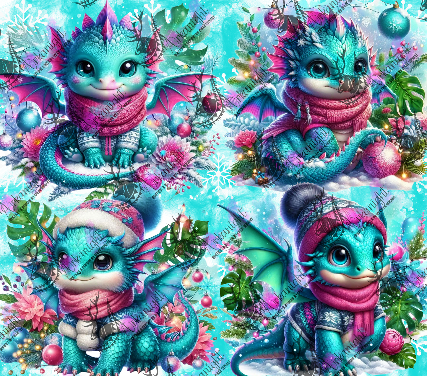 Numérique - Collection Hiver, Monstera & Dragon 2025 - Turquoise & Rose